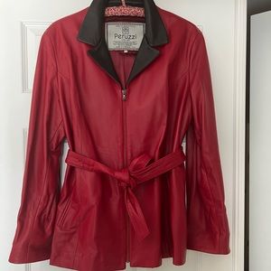 Womens Size L Peruzzi Full Zip Italian Leather Jacket Made in Florence Italy